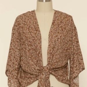 Oh La Luxe Tie Brown Floral front top (multi-style)
